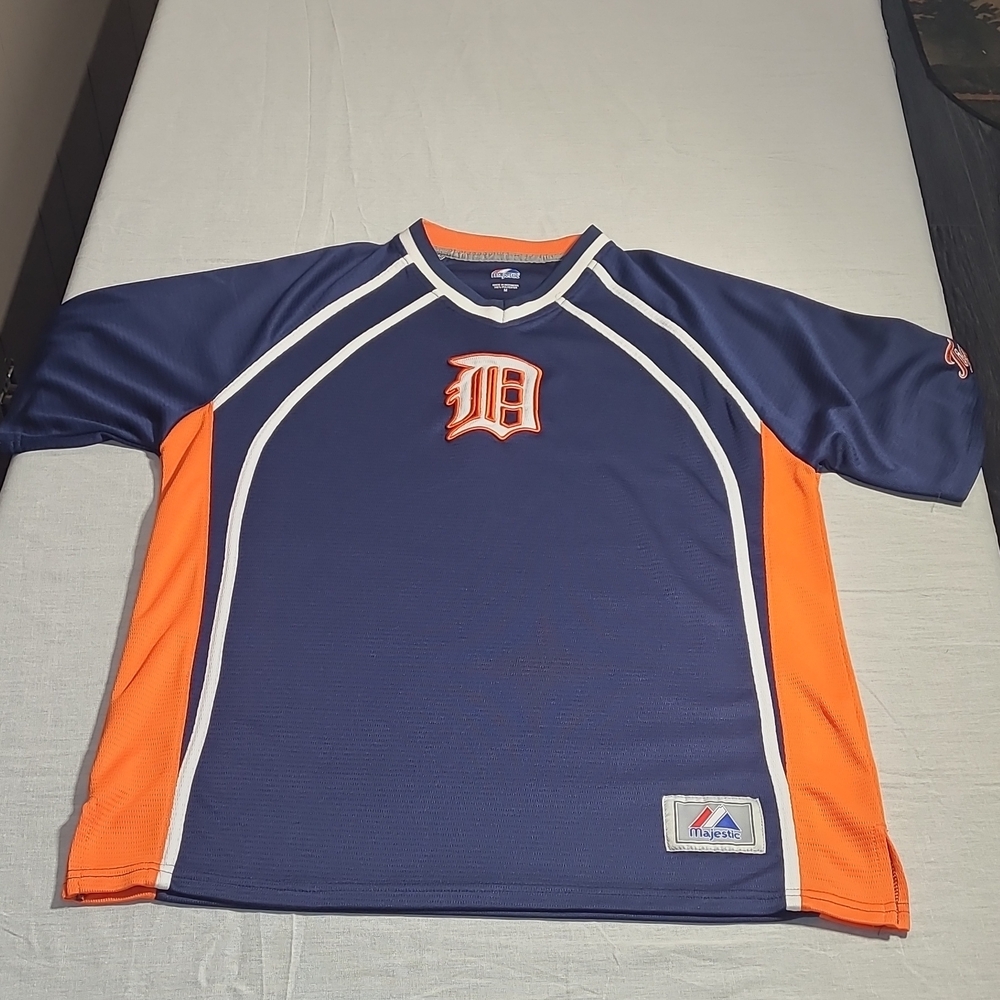 Detroit Tigers Blue and Orange Majestic Men's Jersey